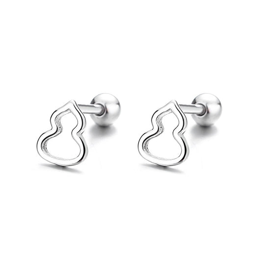 925 Sterling Silver Calabash Screw Back Stud Earrings