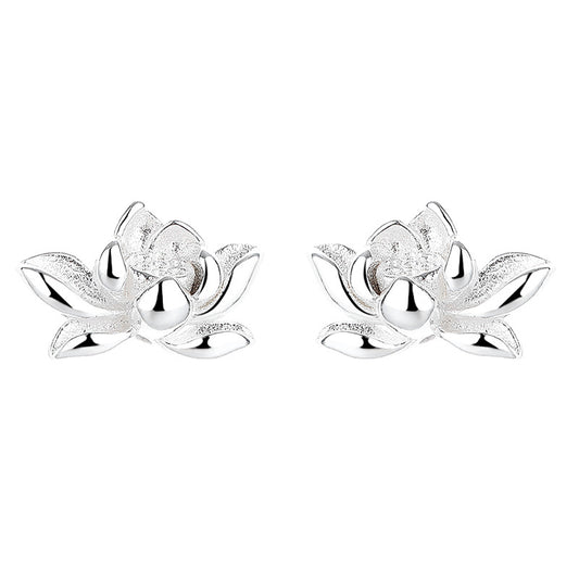 925 Sterling Silver Flower Screwed Earrings