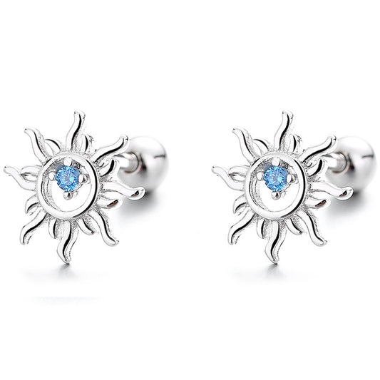 925 Sterling Silver Moonstone Screw Back Stud Earrings