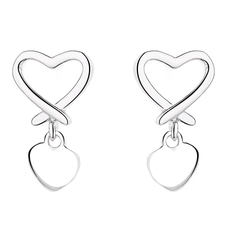 925 Sterling Silver Heart Screwed Earrings