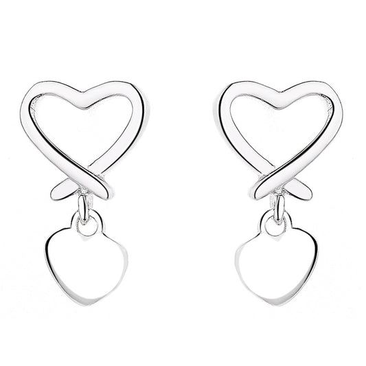 925 Sterling Silver Heart Screwed Earrings