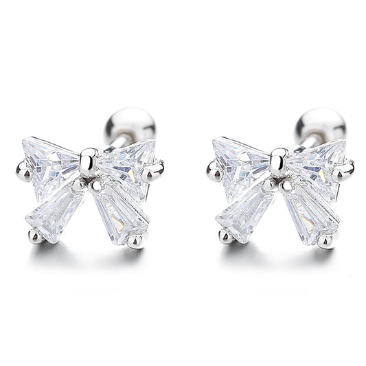 925 Sterling Silver Knot Screw Back Stud Earrings