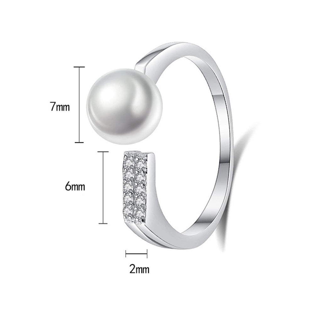 925 Sterling Silver Natural Pearl Ring Fashion Jewelry Gift for Women Girls