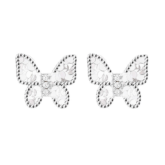 925 Sterling Silver Butterfly Screw Back Stud Earrings