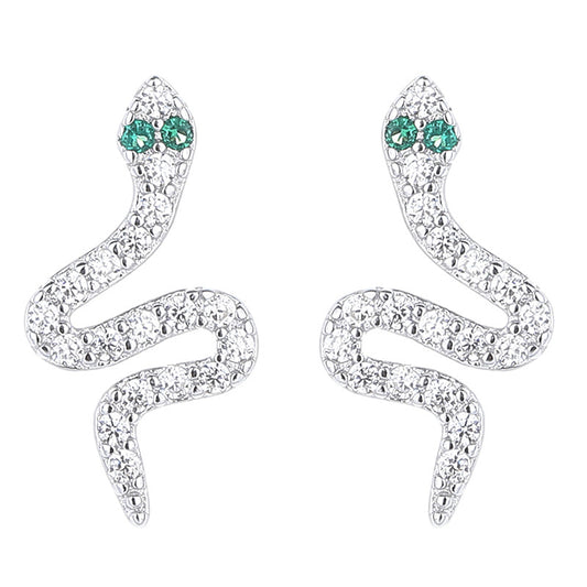 925 Sterling Silver Snake Screw Back Stud Earrings