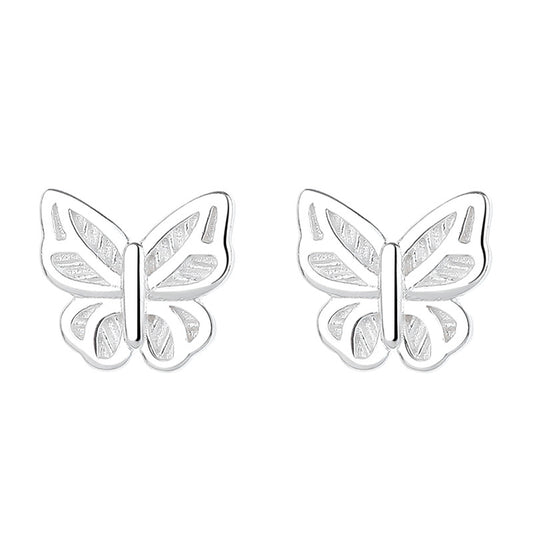925 Sterling Silver Butterfly Screw Back Stud Earrings