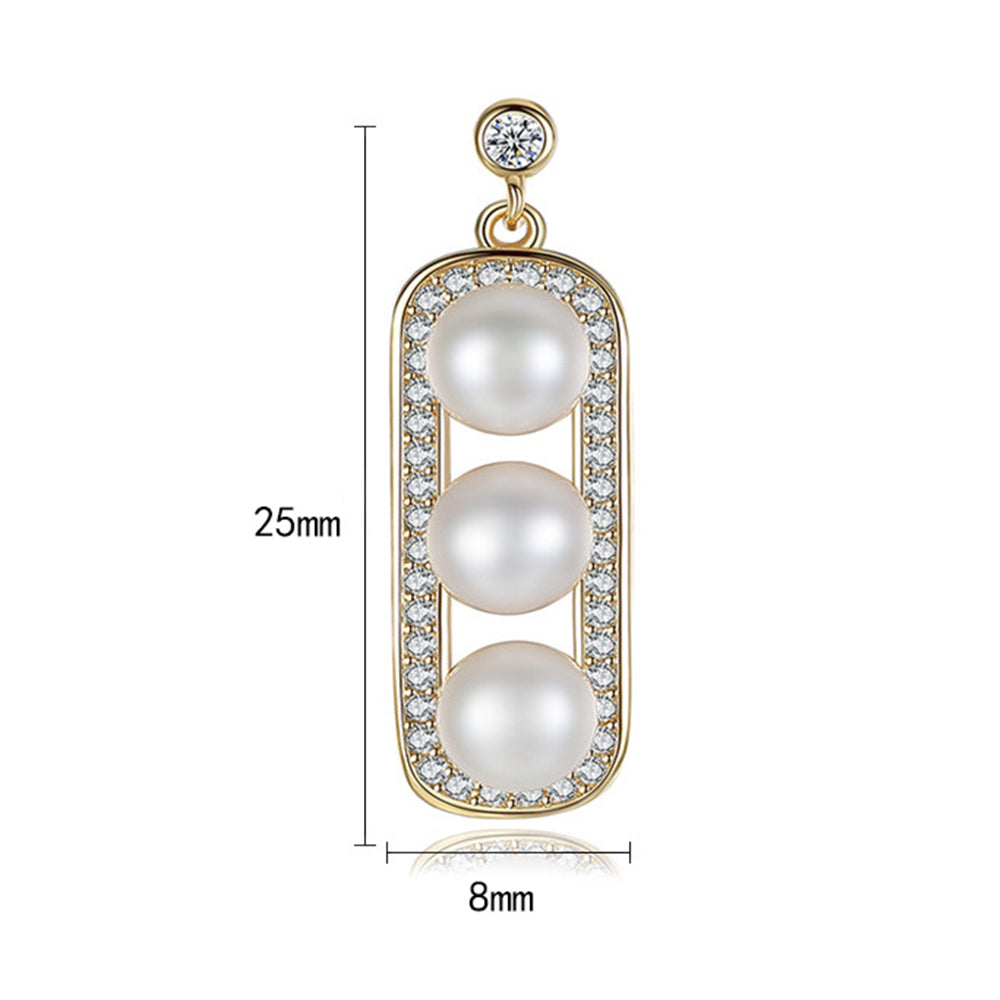 925 Sterling Silver Natural Pearl Drop Earrings Fashion Jewelry Gift for Women Girls