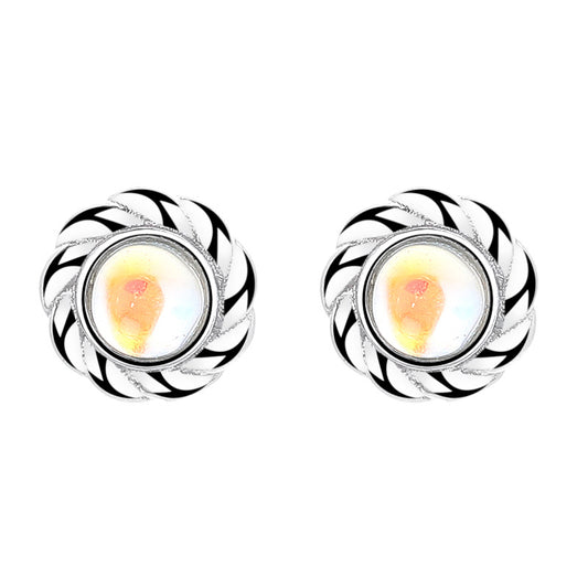 925 Sterling Silver Moonstone Screw Back Stud Earrings