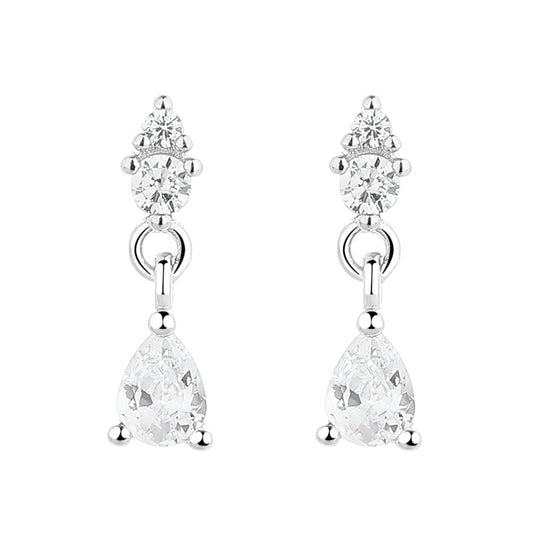 925 Sterling Silver Zircon Screw Back Stud Earrings