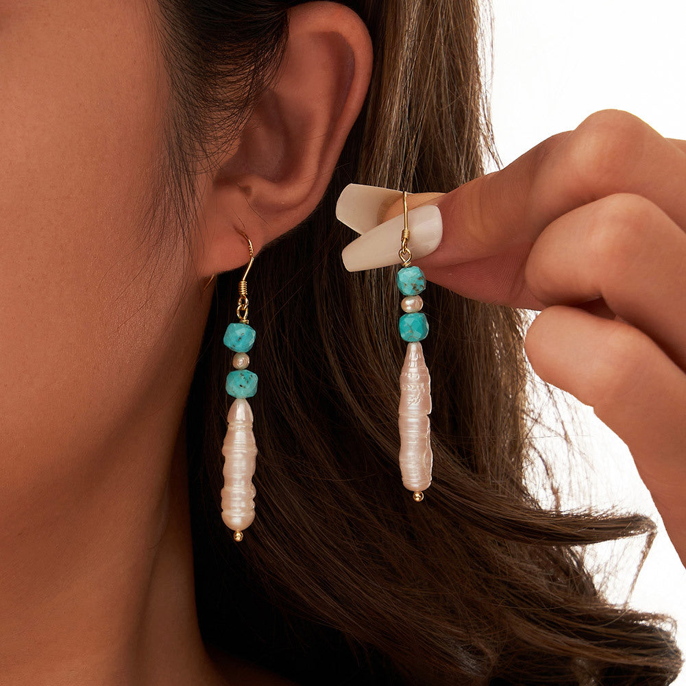 925 Sterling Silver Natural Pearl Earrings Fashion Jewelry Gift for Women Girl