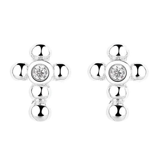 925 Sterling Silver Cross Screwed Earrings