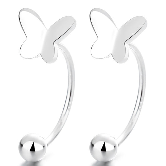 925 Sterling Silver Butterfly Screw Back Stud Earrings