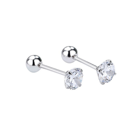 925 Sterling Silver Zircon Screw Back Stud Earrings