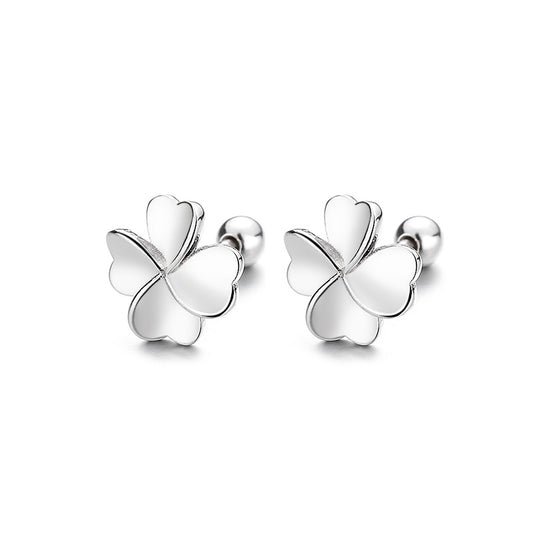 925 Sterling Silver Flower Screw Back Stud Earrings