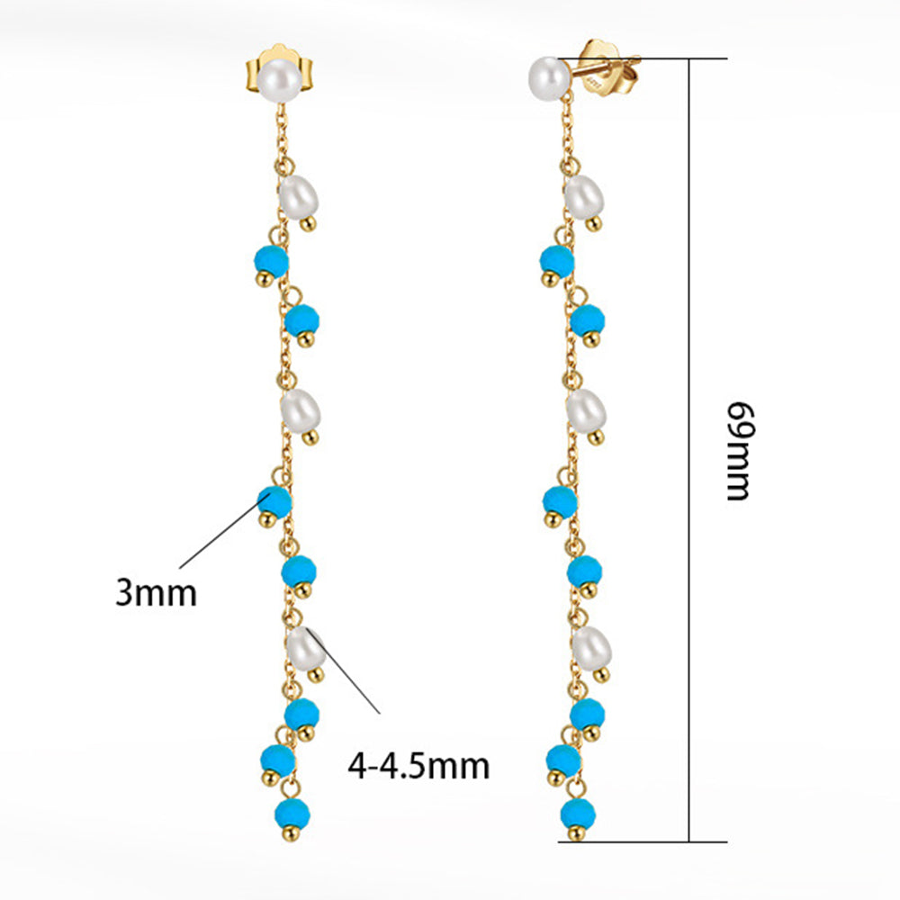 925 Sterling Silver Natural Pearl Earrings Fashion Jewelry Gift for Women Girl