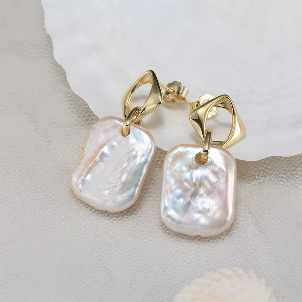 925 Sterling Silver Natural Pearl Earrings Fashion Jewelry Gift for Women Girl