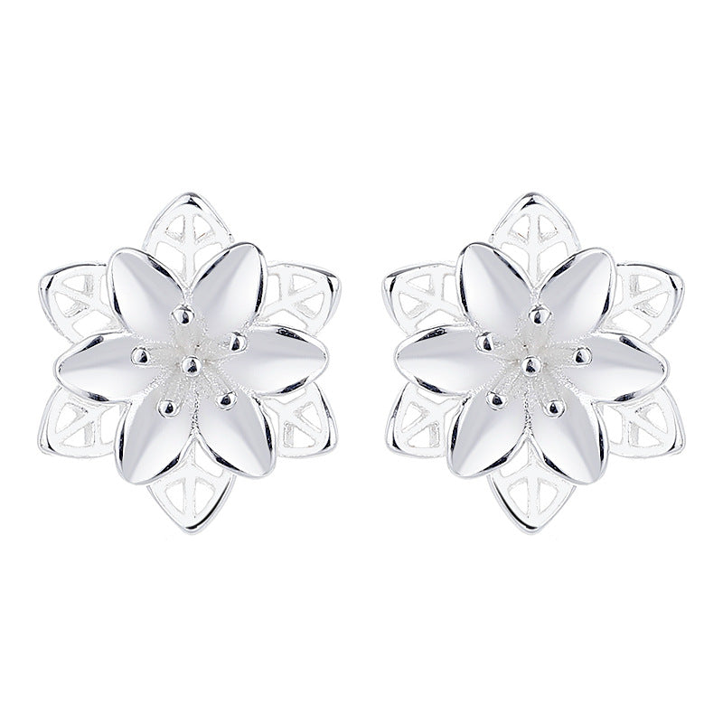 925 Sterling Silver Flower Screwed Earrings