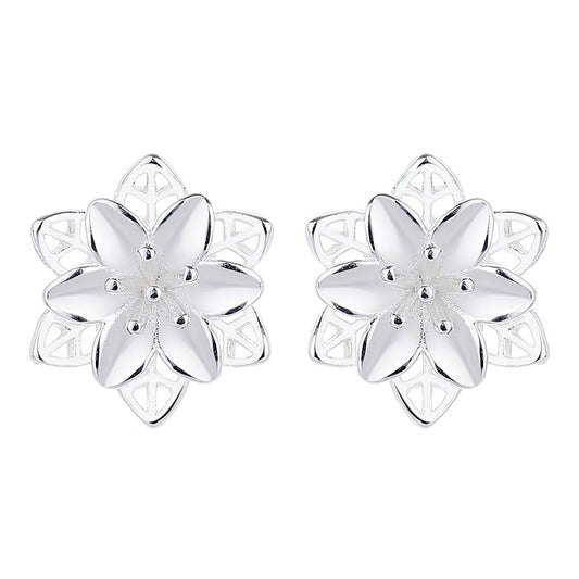 925 Sterling Silver Flower Screwed Earrings