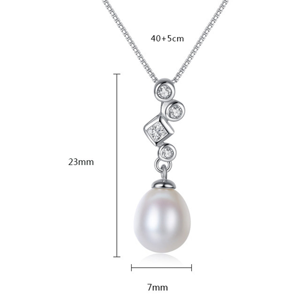 925 Sterling Silver Natural Pearl Drop Necklace Fashion Jewelry Gift for Women Girls