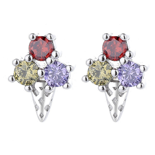 925 Sterling Silver Ice cream Screw Back Stud Earrings