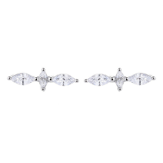 925 Sterling Silver Zircon Screw Back Stud Earrings