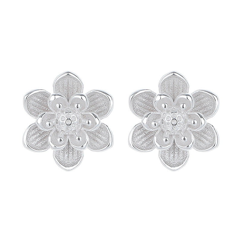 925 Sterling Silver Flower Screw Back Stud Earrings