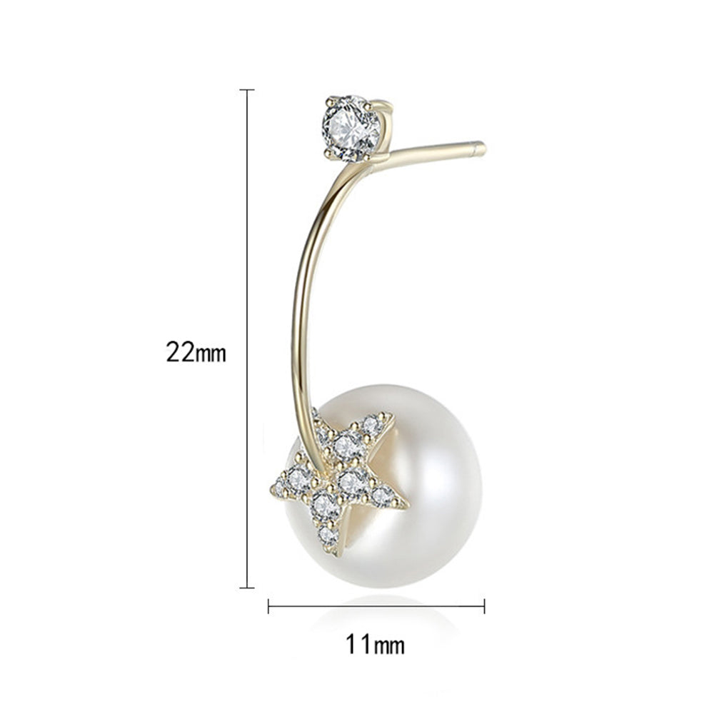 925 Sterling Silver Natural Pearl Long Drop Earrings Fashion Jewelry Gift for Women Girls