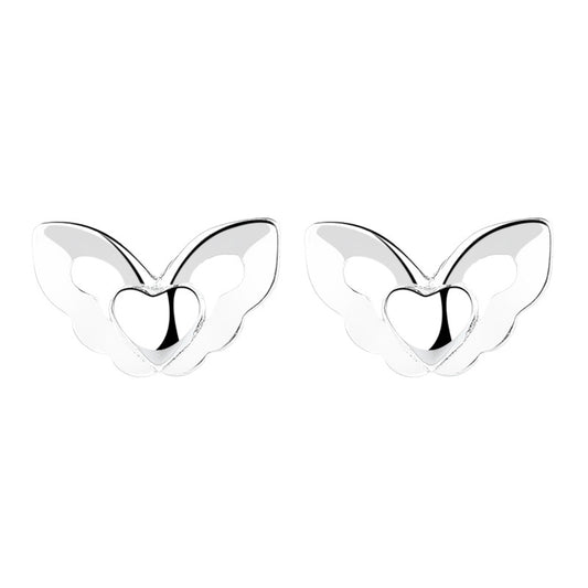 925 Sterling Silver Heart Screw Back Stud Earrings
