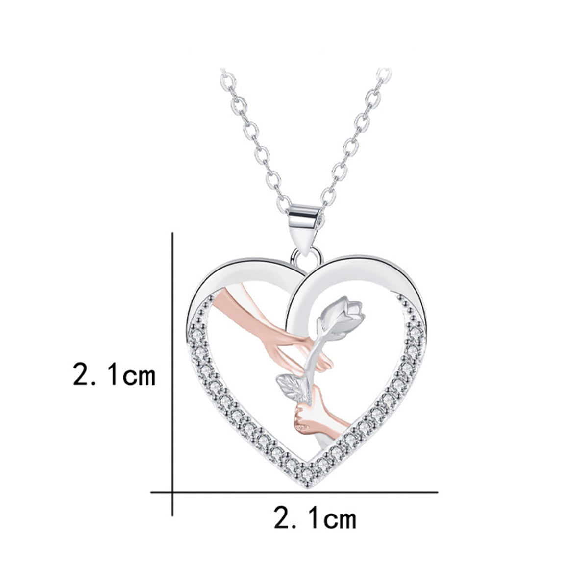Copper With Silver/Rosegold Plated Heart Pendant Necklace