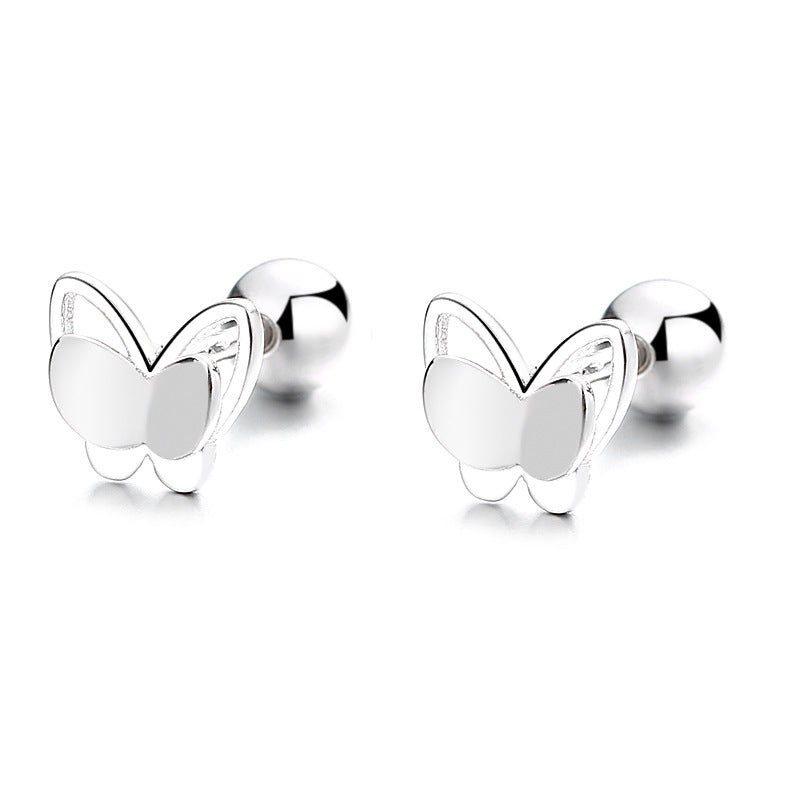 925 Sterling Silver Butterfly Screw Back Stud Earrings