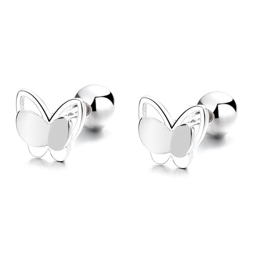 925 Sterling Silver Butterfly Screw Back Stud Earrings