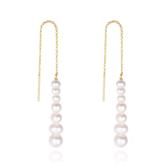 925 Sterling Silver Natural Pearl Earrings Fashion Jewelry Gift for Women Girl