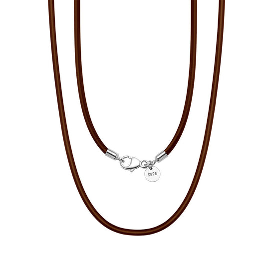 925 Sterling Silver 2.0mm 3.0mm Leather Pendant Chain