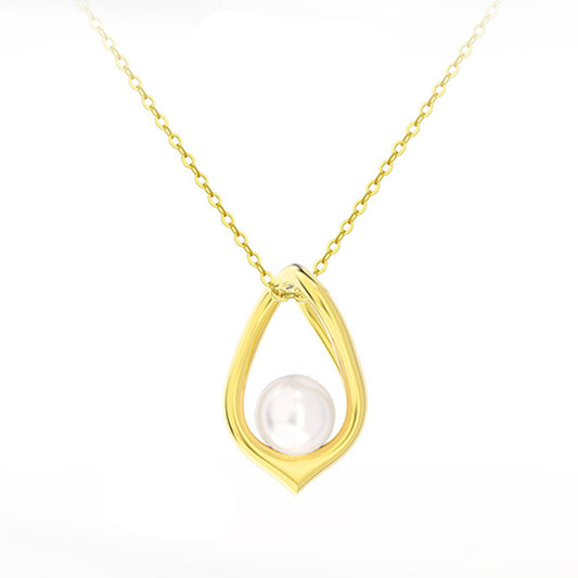 925 Sterling Silver Natural Pearl Necklace Fashion Jewelry Gift for Women Girls