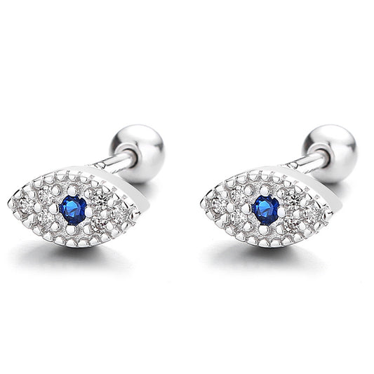 925 Sterling Silver Eye Screwed Earrings