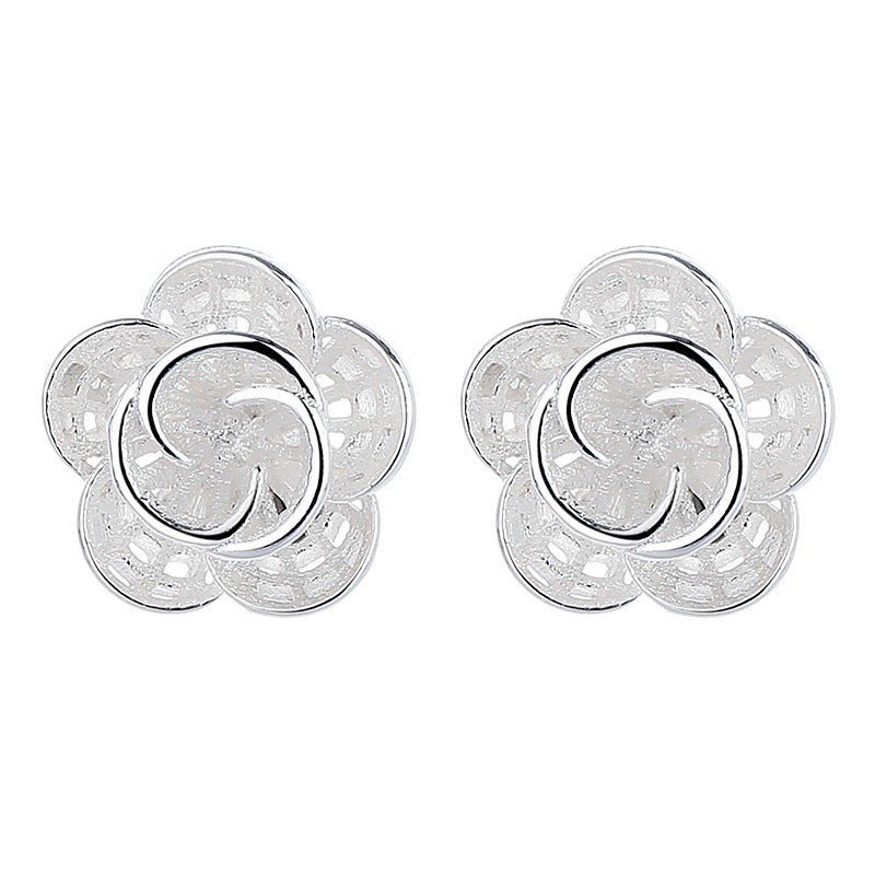 925 Sterling Silver Flower Screwed Earrings