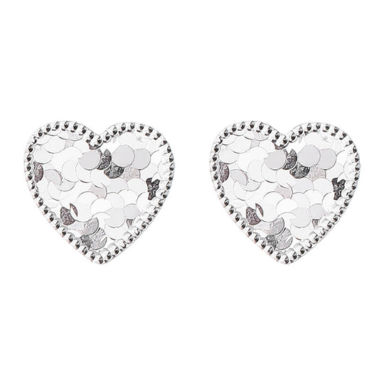 925 Sterling Silver Heart Screw Back Stud Earrings