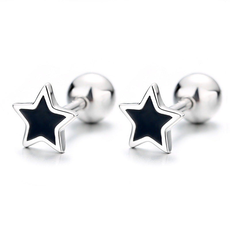 925 Sterling Silver Star Screwed Earrings