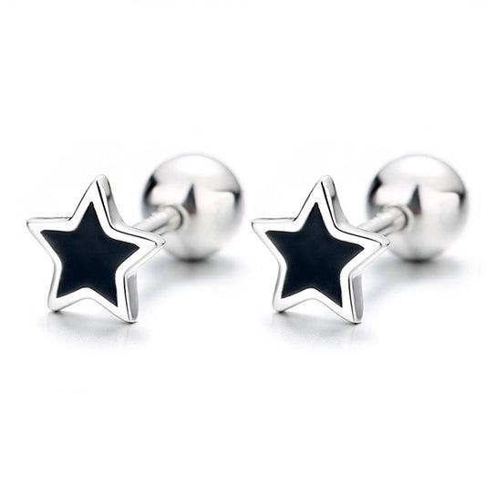925 Sterling Silver Star Screwed Earrings