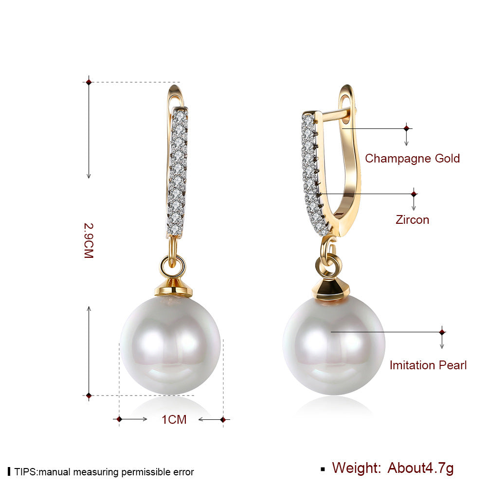 Brass With Plated Fashion Jewelry Pearl Earrings