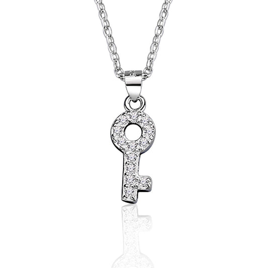 925 Sterling Silver Fashion Key Pendant Necklace