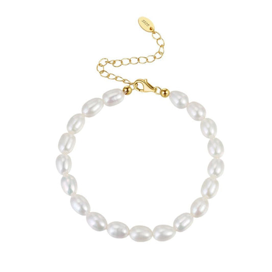 925 Sterling Silver Pearl Bracelet Fashion Jewelry Gift for Women Girls