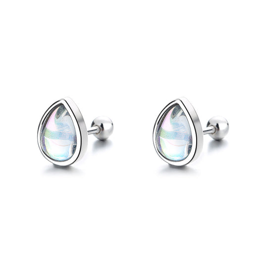 925 Sterling Silver Moonstone Screwed Earrings