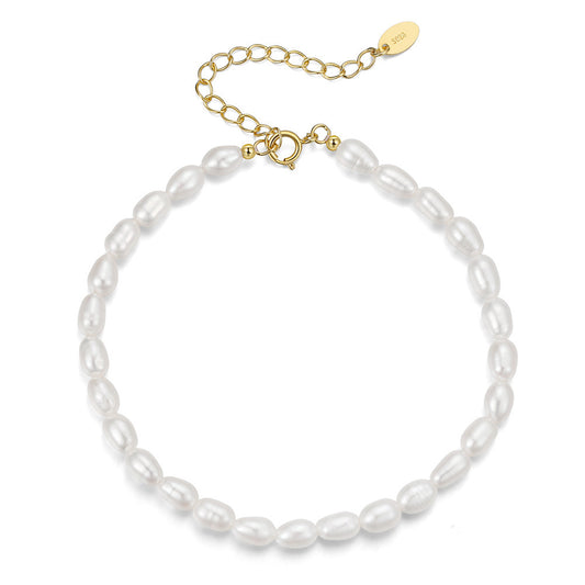 925 Sterling Silver Pearl Bracelet Fashion Jewelry Gift for Women Girls