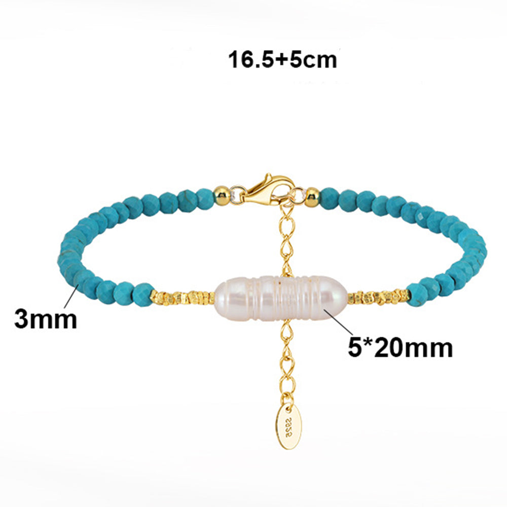 925 Sterling Silver Pearl Bracelet Fashion Jewelry Gift for Women Girls