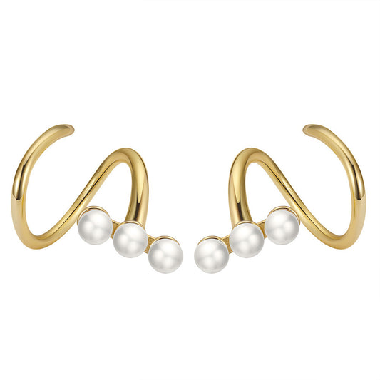 925 Sterling Silver Natural Pearl Earrings Fashion Jewelry Gift for Women Girl