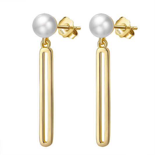 925 Sterling Silver Natural Pearl Earrings Fashion Jewelry Gift for Women Girl