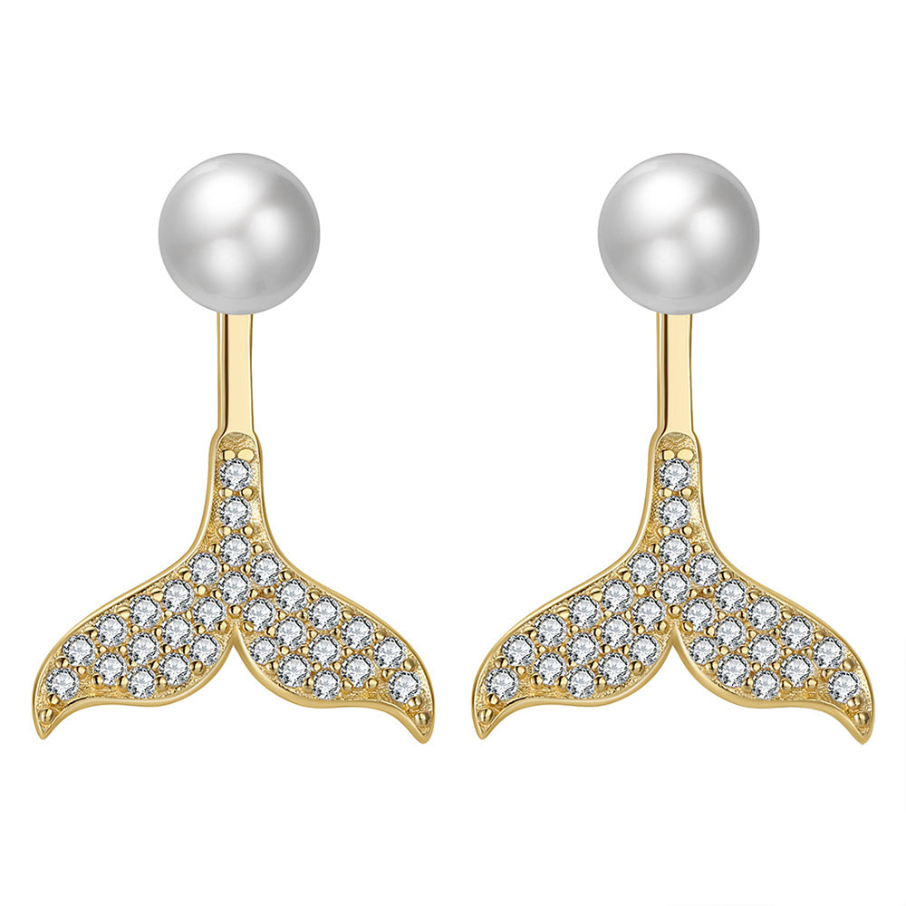 925 Sterling Silver Natural Pearl Earrings Fashion Jewelry Gift for Women Girl