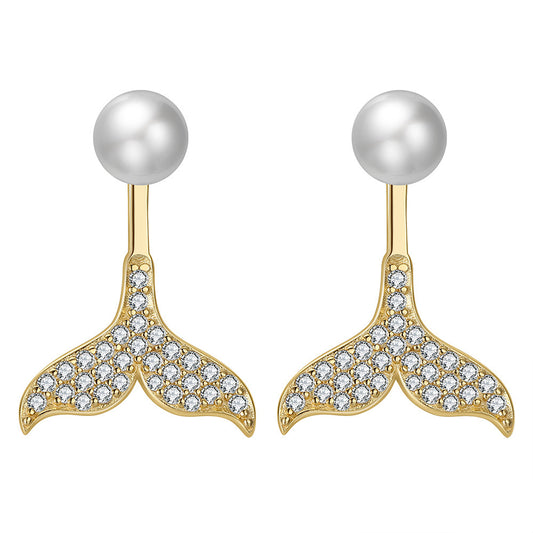 925 Sterling Silver Natural Pearl Earrings Fashion Jewelry Gift for Women Girl