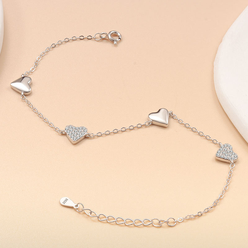 925 Sterling Silver Fashion Heart Bracelet